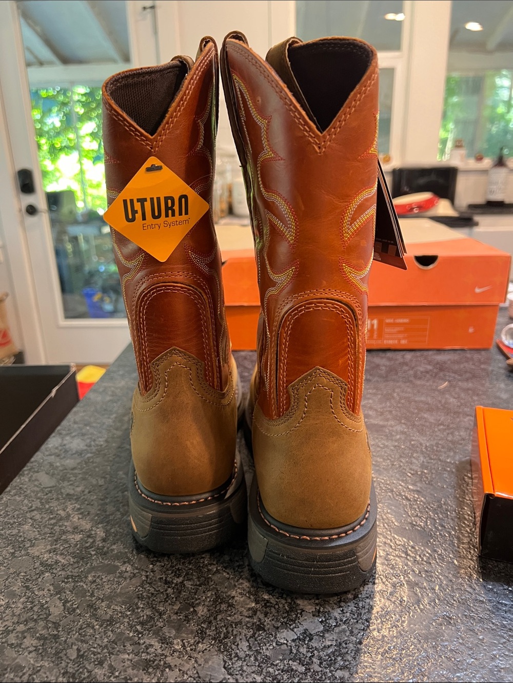 Ariat Brown and Tan Two-Tone Western Work Boots - Picture 4 of 6